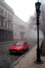 Туман на Приморском бульваре. / Приморский бульвар. Одесса. Туман и автомобиль...