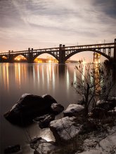 Ночное Запорожье / Вид на мост Преображенского
