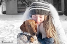 зимний портрет / девушка и собака