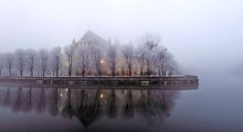 Мороз и туман / Мороз -6, 100% влажность и утренний туман создают причудливые очертания Кафедрального собора на острове Кнайпхоф...