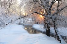 Утро / Зима,мороз,рассвет,иней,речка