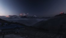 Ночь в горах / селение в горах на высоте 3000 метров 
непал, на заднем плане вершина Dhaulagiri 8172m