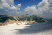 БОЛЬШОЙ ледник / вид на гору Оштен с большого ледника горы Фишт. Северный Кавказ.