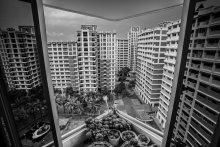 Геометрия сингапурских кварталов / вид из стандартного социального жилья в Сингапуре, декабрь 2012