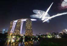 &nbsp; / Ночной вид на Marina Bay Sands, Сингапур. Парк, с территории которого сделано фото - совершенно невероятен, попадаешь в какой-то особый мир. Что-то вроде фильма &quot;Аватар&quot;.