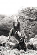 In Rocks / lady &amp; dog in rocks