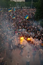 Марш за єдність України_Полтава / Fans of Dynamo Kyiv, Shakhtar Donetsk and Poltava Vorskla marched in common support of a united Ukraine