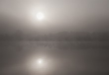 Утро туманное / озеро, туман, восход