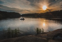 Рыбаки / Вечерний пейзаж в Карелии.