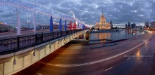 Сrossing / Вид на Краснопресненскую набережную, Новоарбатский мост, гостиницу &quot;Украина&quot; (Radisson). Панорама 3 кадра.