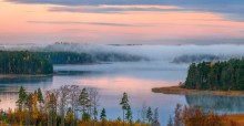 Осенняя заря. / Ладожское озеро. Карелия.