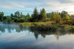 Утро, август, тихая река..., / Карельский перешеек, речка Вьюн, конец августа.