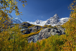 Северный кавказ / Ледник Алибек пользуется большой популярностью у туристов. Это единственный из здешних ледников, который спускается до лесной зоны. Бывалые туристы считают, что тот, кто не посетил Алибек, не увидел Домбай.
