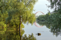 Бугринский мост / Разлив на Оби с видом на Бугринский мост. Новосибирск.