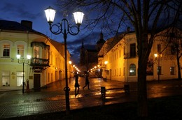 Витебские фонари / Вид из сквера Маяковского на улицу Суворова и Успенский собор вечером 11 ноября 2015