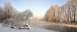 Морозное утро / Зимнее морозное утро на реке Свислочь