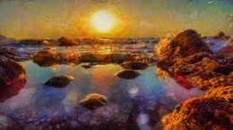 Жаркий восход на Красном море. / Рядом с Дахабом.