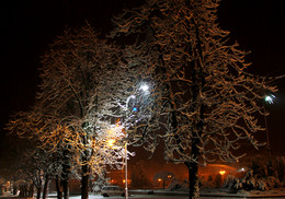 ночь 14 февраля / Природа радовала жителей города ...теплой. снежной погодой