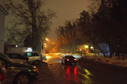 улица Лыкова вечером / вечер, дождь, огни