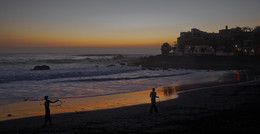 &nbsp; / Abendstimmung am Strand von VALLE GRAN REY auf der Insel LA GOMERA / Spanien.
