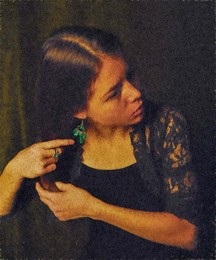 Девушка с серёжкой и кольцом. / Портрет Маши, обработанный под живопись.