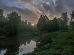 Утром, в парке... / панорама, 3 горизонтальных кадра