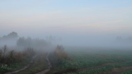 сентябрь наступил / утро раннее, туман, за деревней