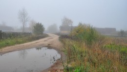 неласковое утро / октябрь, утро, туман, лужа