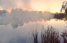 Заволокло дымом / Дым от костра запеленал вечерний пруд