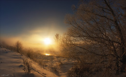 Приходил туман украдкой / Зимний туман на рассвете.