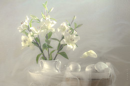 Белая пятница / белые предметы, лилии, натюрморт