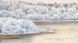 Неман в зимои / Белоснежные берега деревьев Немана в зимний период