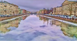 То - ли небо в Фонтанку упало...... / Санкт-Петербург, река Фонтанка в одну из оттепелей зимы 2016-2017