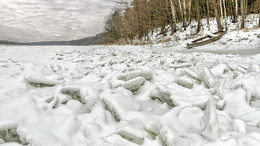 Неман зимой / Нямунас вода заморожена в лед зимой