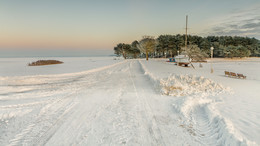 Путь к Каунасскому заливу / Замороженная и заснеженная Каунасская лагуна в середине зимы