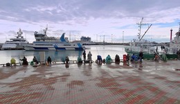 Не впервой / Каждый день приходят рыбаки в Сочинский порт половить рыбу, не взирая на капризы погоды.