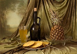 Натюрморт с ананасом / Ананас,Вино,сок