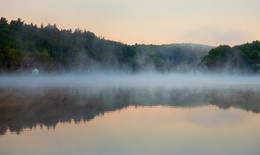 Мохнатый туман / озеро, утро, туман