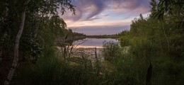 На озере у дороги / Якутия местность Ус-Хатын, закат