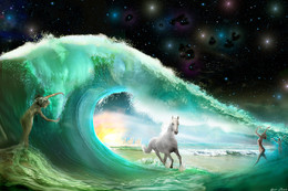 Бегущая по волнам / волны лошадь феи море