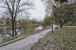 осень в Вологде / конец октября, река Вологда на заднем плане церковь Иоанна Златауста