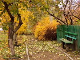 Осенний этюд... / Осень.Скамейка у дома.