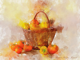 basket with vegetables / watercolor
