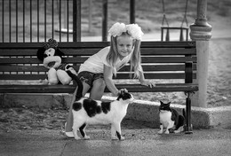 Девочка и кошки... / _^_