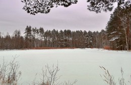 В снежном плену / Озеро замерзло и занесено снегом