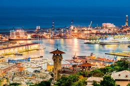 Genoa Marina / Marina of Port of Genoa in the evening