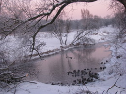Розовый закат / Морозный вечер в Минске