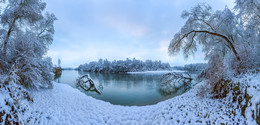 Снегопад на Тереке / Зимний рассвет на реке Терек. 
Начало декабря, 2017 год. Фотопроект «Открывая Ставрополье».