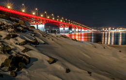 Вечерний мост Красноярска / Четвёртый мост через реку Енисей.