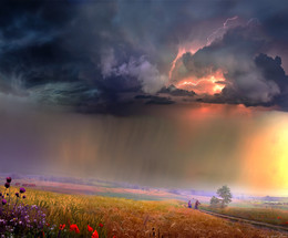 Июль / Июль,поле,гроза,пшеница